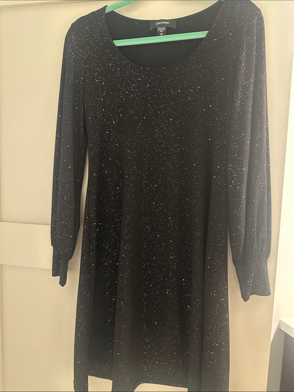Karen Kane Black Sparkle Long-Sleeve A-Line Dress NWOT